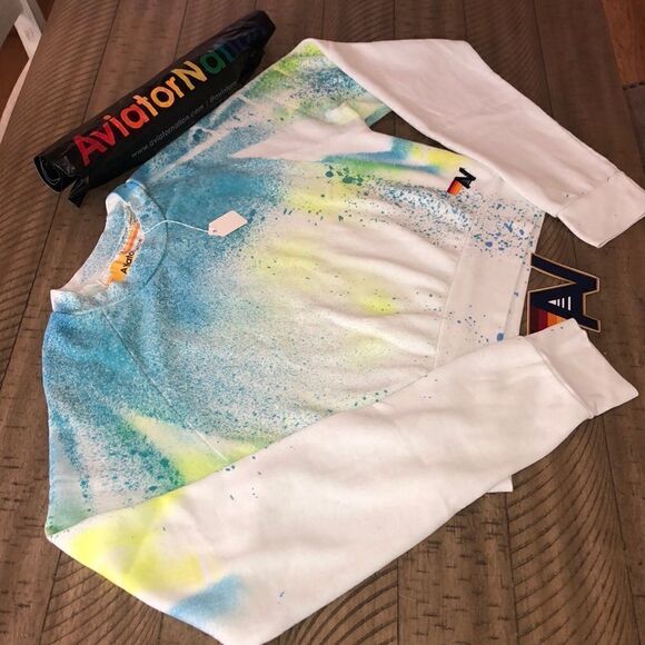 NWT AV Nation Artist 👩🎨 Collection Crop Lightweight Cotton Blend Sweatshirt - Picture 2 of 16